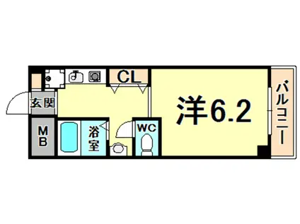 アンボワーズ武庫川レディース(1K/2階)の間取り写真