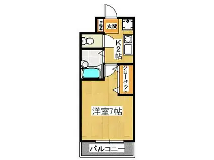 エクセル貴多川第7(1K/1階)の間取り写真