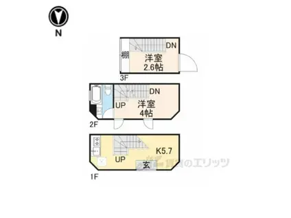 GARNET RESIDENCE 東寺(2DK/1階)の間取り写真