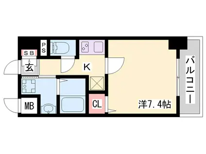 LEGESTA兵庫RIVAGE(1K/3階)の間取り写真