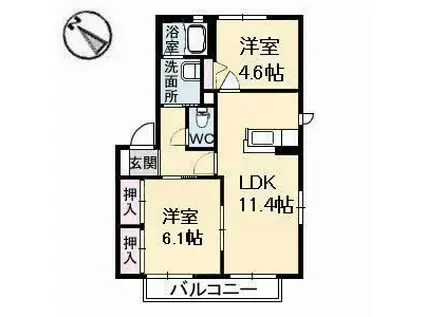 フィグタウン2J棟(2LDK/1階)の間取り写真