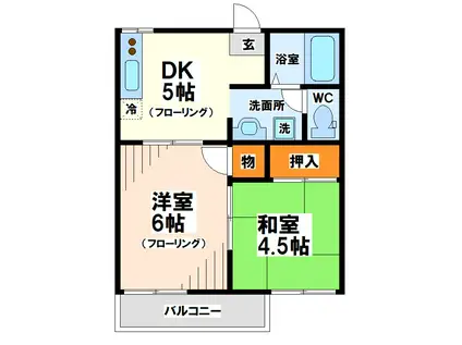 スプリームI(2DK/2階)の間取り写真