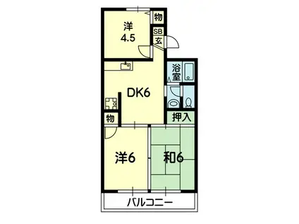 セジュールいずみ(3DK/2階)の間取り写真