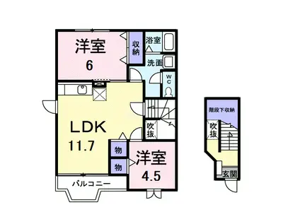 フォルム恵喜(2LDK/2階)の間取り写真