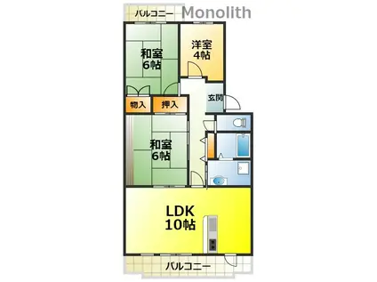 フレール鶴山台99号棟(3LDK/1階)の間取り写真