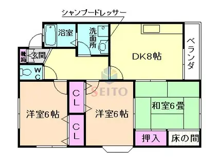 第2サンシャインホームズ(3DK/2階)の間取り写真
