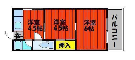 野田マンションB棟(2DK/2階)の間取り写真