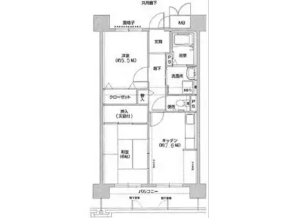 コーシャハイツ相生(2DK/4階)の間取り写真