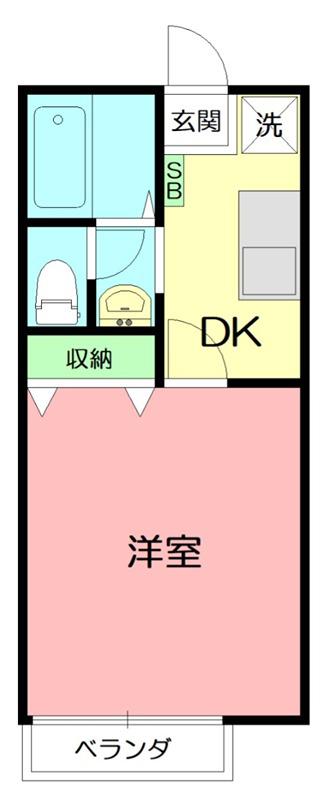 ヒルズ湘南(1K/1階)の間取り写真