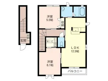 サニーヒルズF(2LDK/2階)の間取り写真