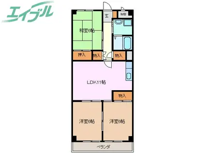 杉善第2ビル(3LDK/3階)の間取り写真