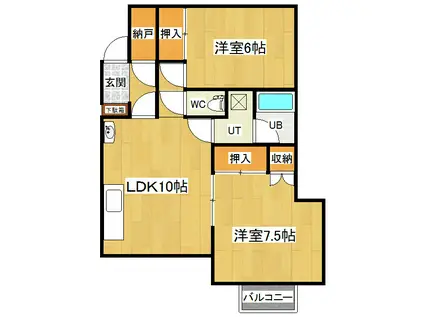 コーポ杉の子(2LDK/2階)の間取り写真