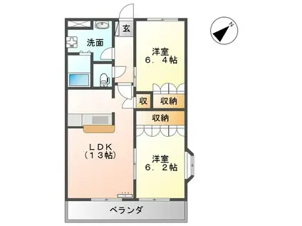 SAVORY(2LDK/2階)の間取り写真