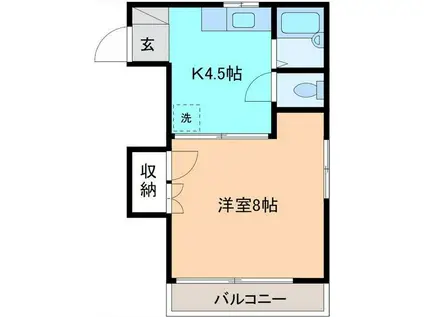 プルティエII(1K/1階)の間取り写真