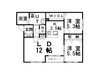 LA LUCE(2LDK/2階)の間取り写真