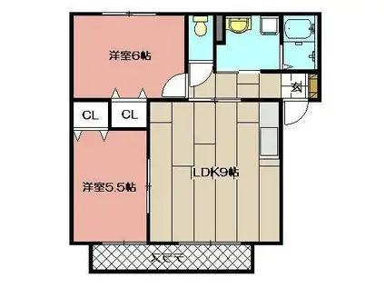 ロイヤルシティ本城(2LDK/2階)の間取り写真