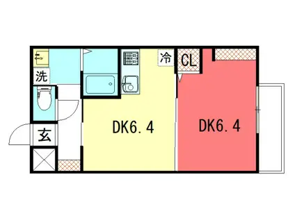 エントランスライフ宝ヶ池(1DK/3階)の間取り写真