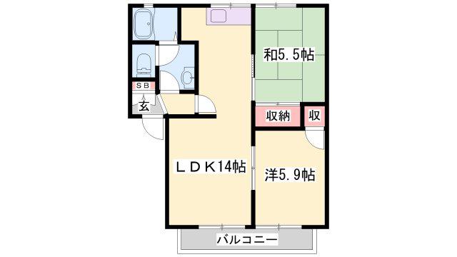 グリーンハイツ高砂(2LDK/1階)の間取り写真