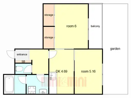 チャールズミッシェル(2DK/1階)の間取り写真