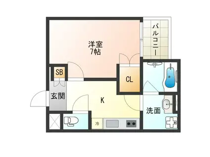 RICH GATE 春日出北(1K/2階)の間取り写真