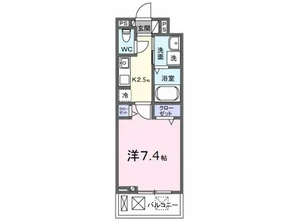 ルーベル桜井(1K/2階)の間取り写真