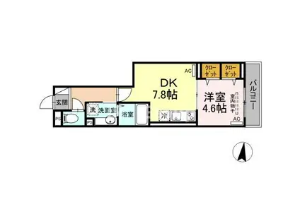 セレスティア大谷田(1DK/1階)の間取り写真