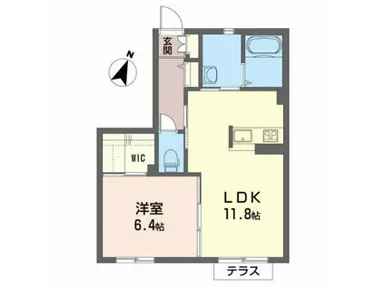 シャーメゾンガーデンズ下長 B(1LDK/1階)の間取り写真