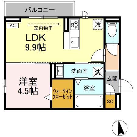 FIELDEN(1LDK/3階)の間取り写真