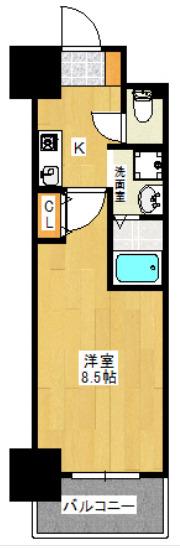 SWISS難波西(1K/11階)の間取り写真