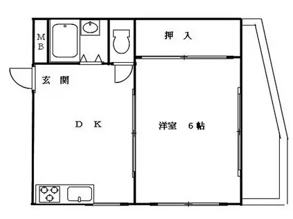 クレーン奥山(1DK/3階)の間取り写真