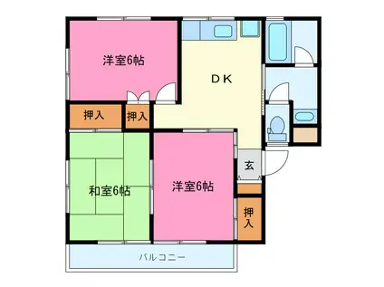 ヴェル・アージュ・ノゼI(3DK/2階)の間取り写真