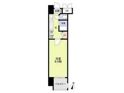 クレスト覚王山(1K/2階)の間取り写真