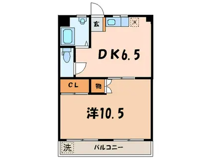 第一長門ビル(1DK/6階)の間取り写真