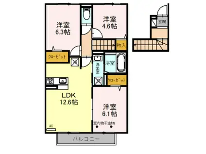 キングス ヒルズ(3LDK/2階)の間取り写真