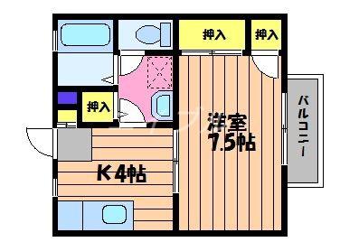 リビエール倉敷C棟(1K/2階)の間取り写真