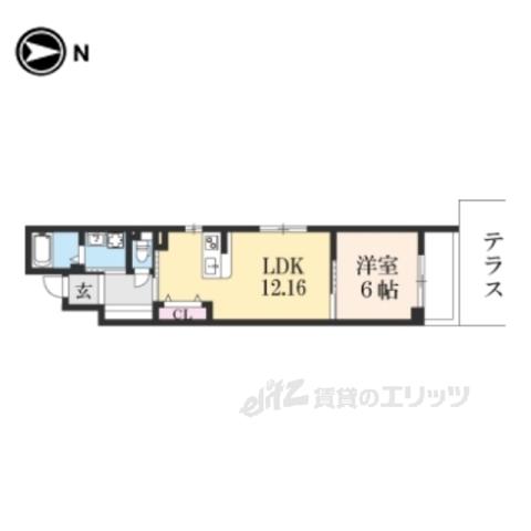 PEACEWELL四条(1LDK/1階)の間取り写真