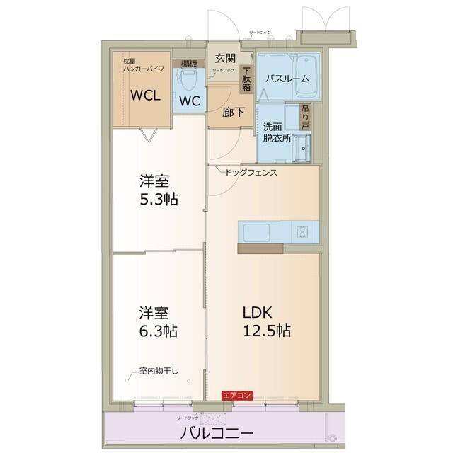 カーサ デルソーレ(2LDK/3階)の間取り写真
