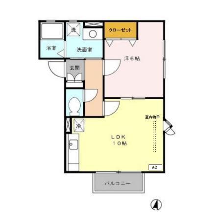 ソレイユハイツ(1LDK/2階)の間取り写真