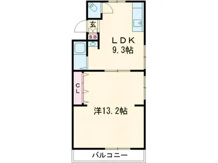 サンライズ藤井寺(1LDK/1階)の間取り写真