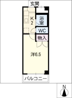 リズ スクエア 中棟2(1K/2階)の間取り写真