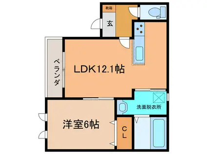 エマーブルIV(1LDK/3階)の間取り写真