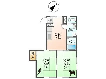 インパレス21(2DK/1階)の間取り写真