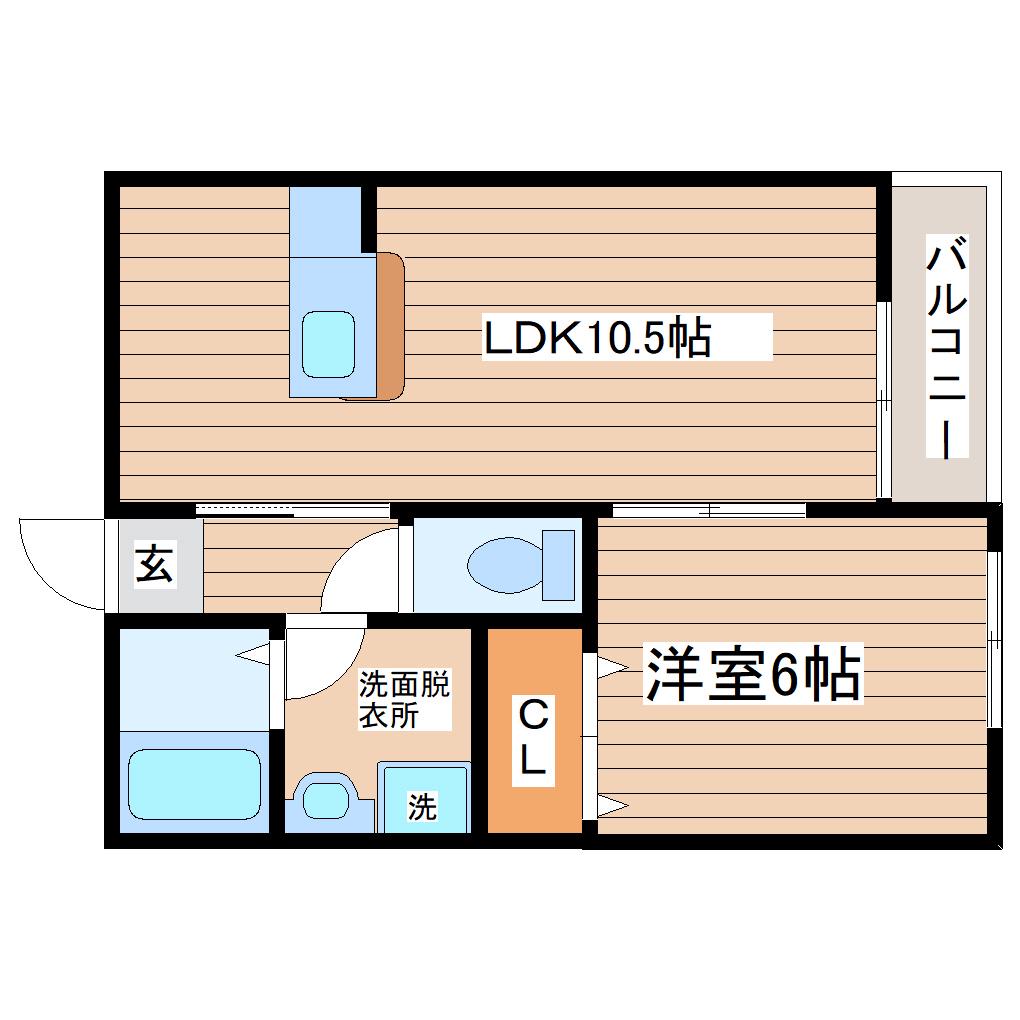 クオリア(1LDK/1階)の間取り写真