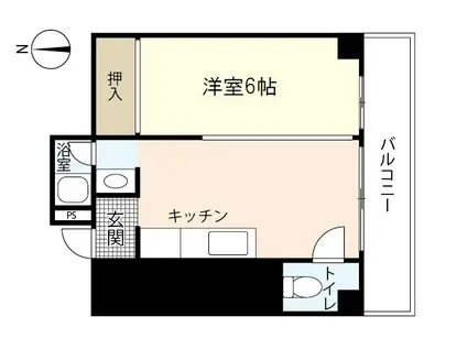 尾世ビル(1DK/2階)の間取り写真