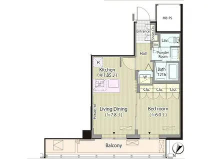 メルクマール京王笹塚レジデンス(1LDK/15階)の間取り写真