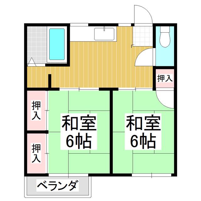 フォーブル伴野(2DK/1階)の間取り写真