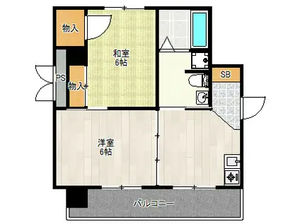 ルーエハイム千里丘(2DK/1階)の間取り写真