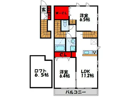 アルヴィータ東郷(2LDK/2階)の間取り写真