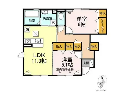 Dルーム ヨシダ(2LDK/1階)の間取り写真