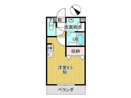 クローバーハイツ(ワンルーム/1階)の間取り写真
